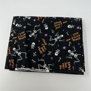 Vintage Halloween Hallmark Fabric Black Skeletons Bones 44‎ X 36